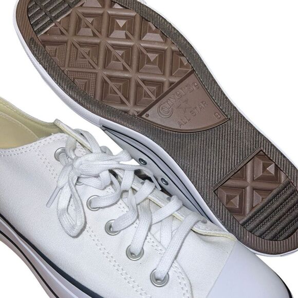MEN'S CONVERSE CANVAS OX PLATFORM CHUCK TAYLOR ALL STAR WHITE SNEAKERS LOW TOP - Picture 4 of 5